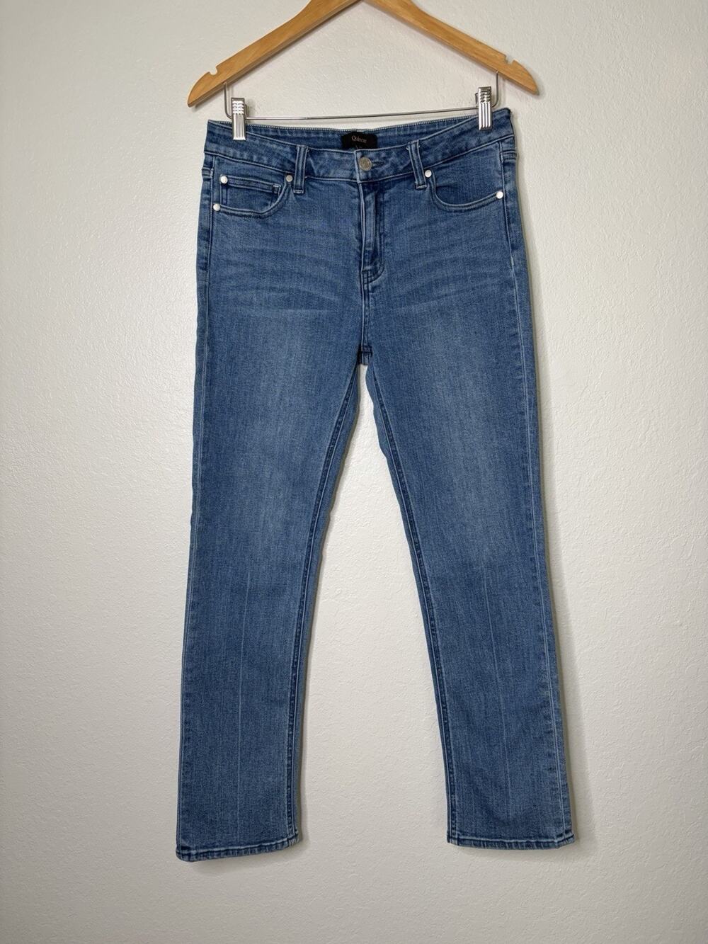 Quince Luna Stretch Slim Straight Jeans Size 29 Seaside Blue
